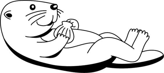 Sea Otter Clipart Free Coloring Page