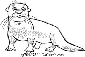 Sea Otter Clipart Printable Coloring Page