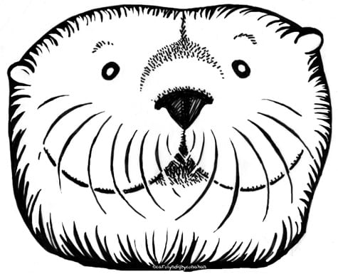 Sea Otter Face Free Printable Coloring Page