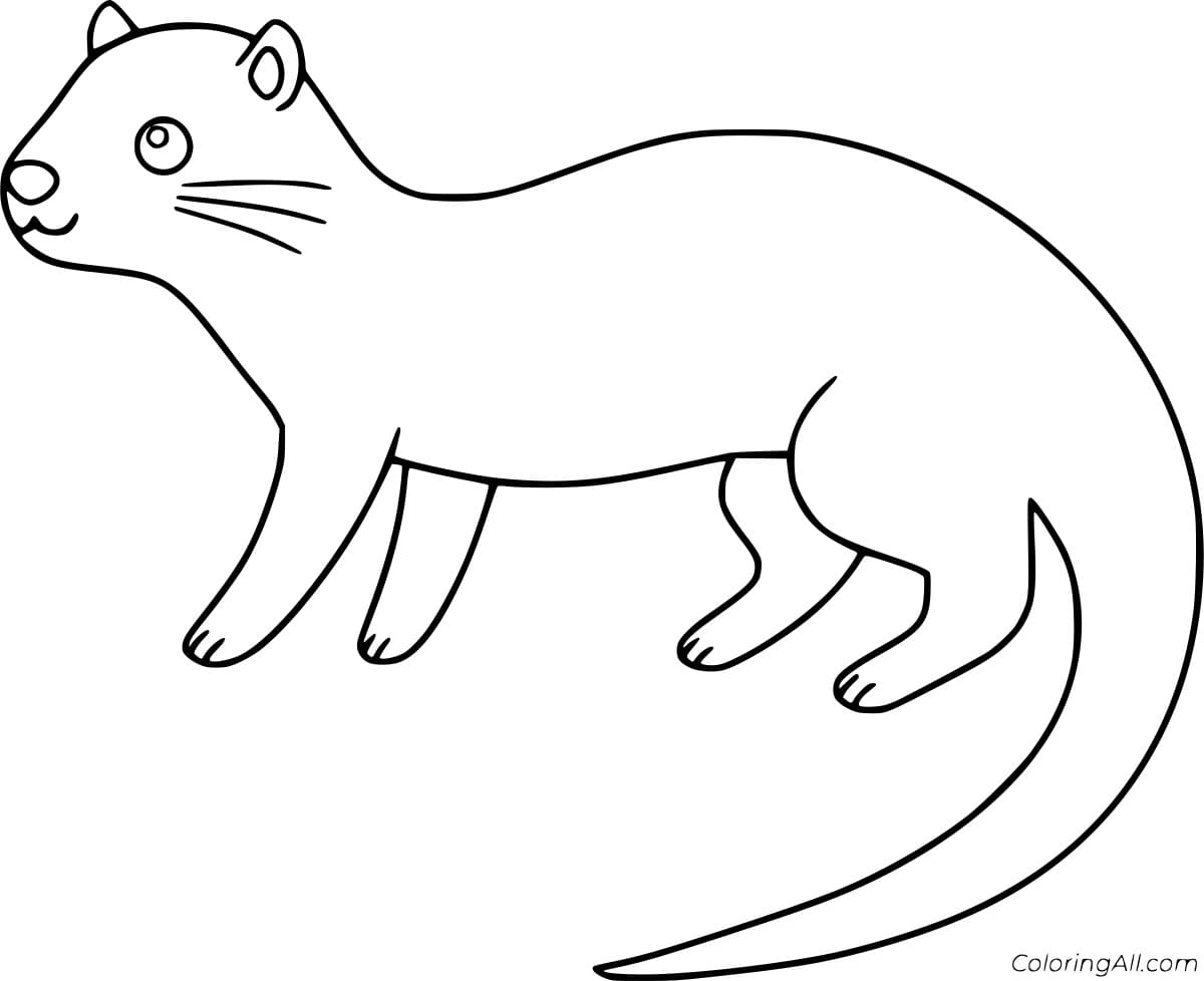 Simple Cartoon Otter Free Printable Coloring Page