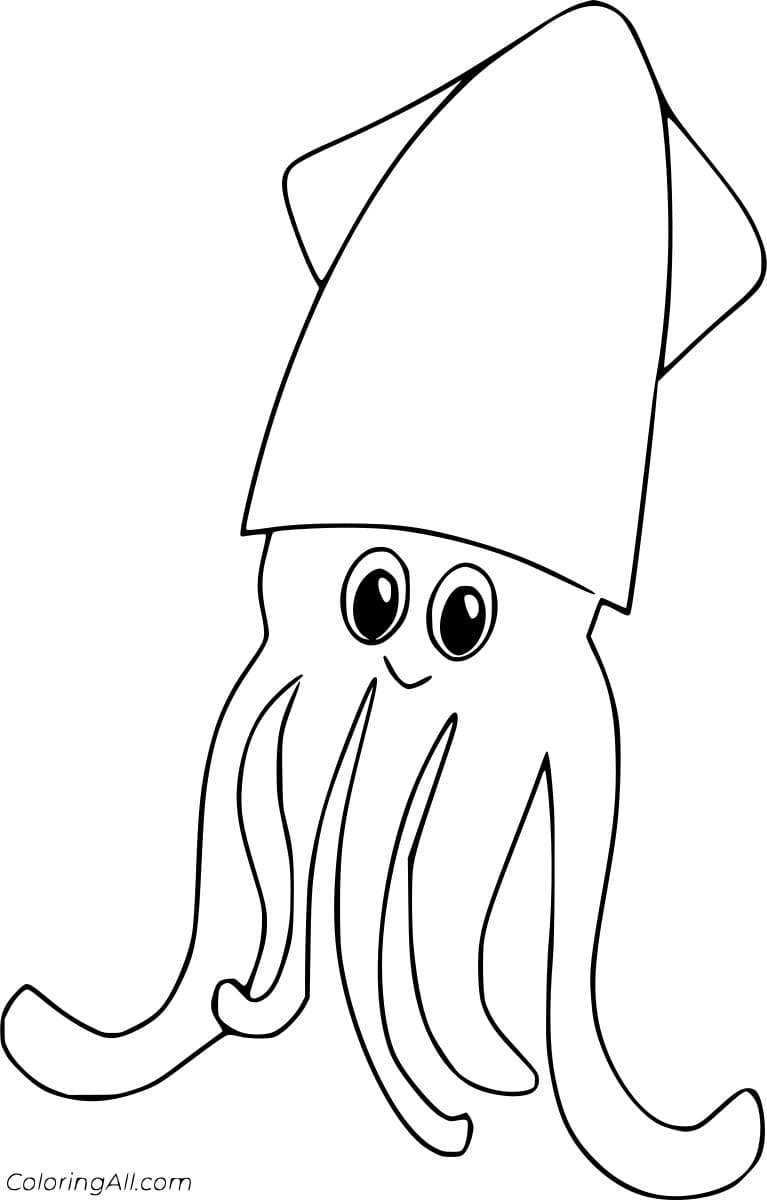 Simple Cartoon Squid Free Printable