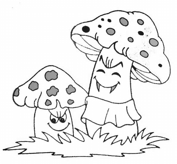 Simple Mushrooms Coloring Page Coloring Page