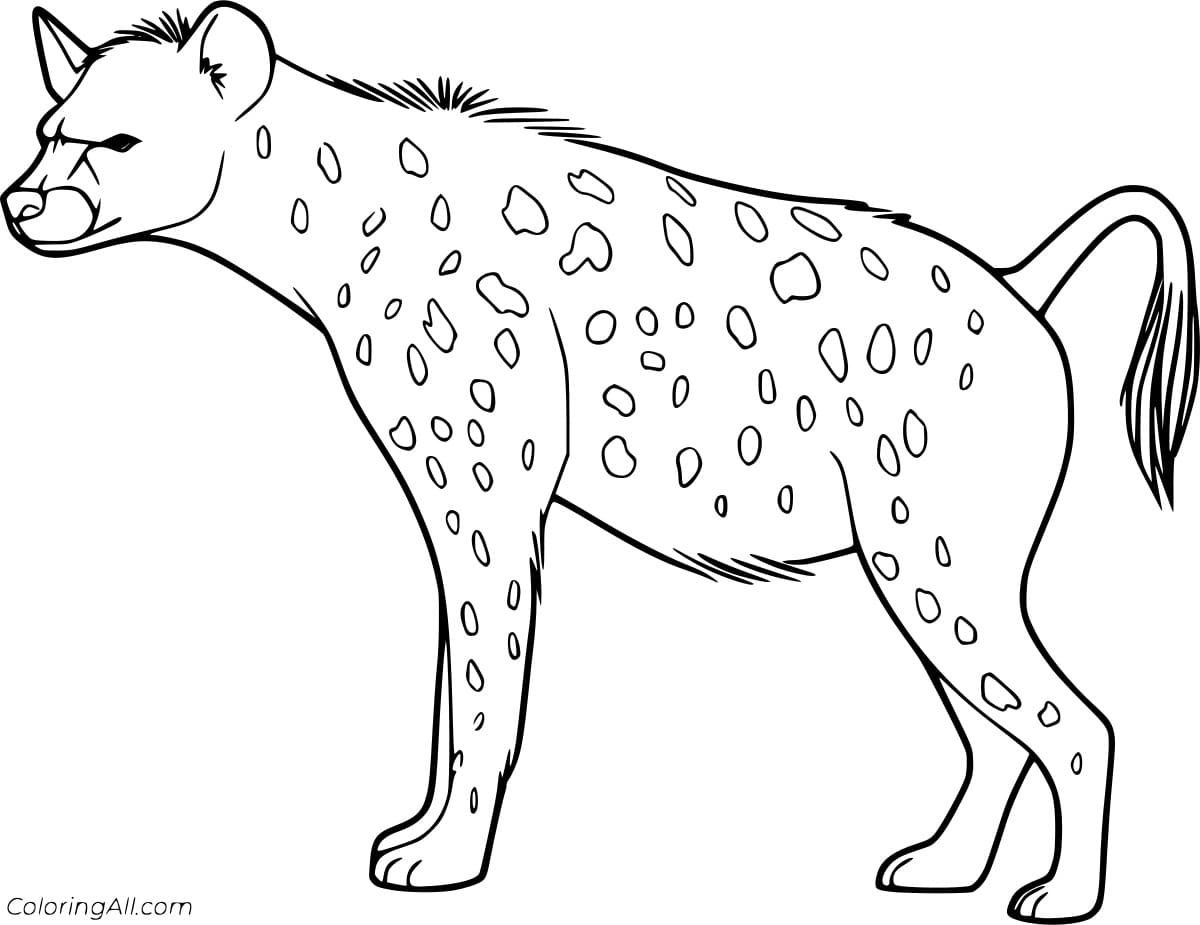 Simple Spotted Hyena Coloring To Print Coloring Page