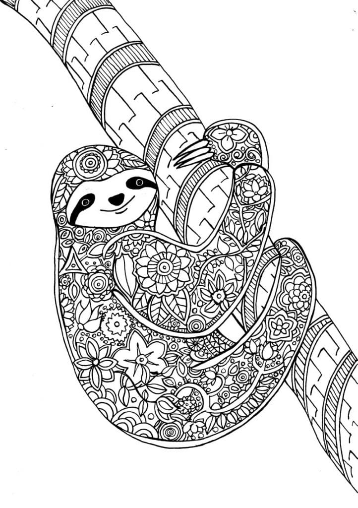 Sloth Animal Coloring Page for Adults Coloring Page