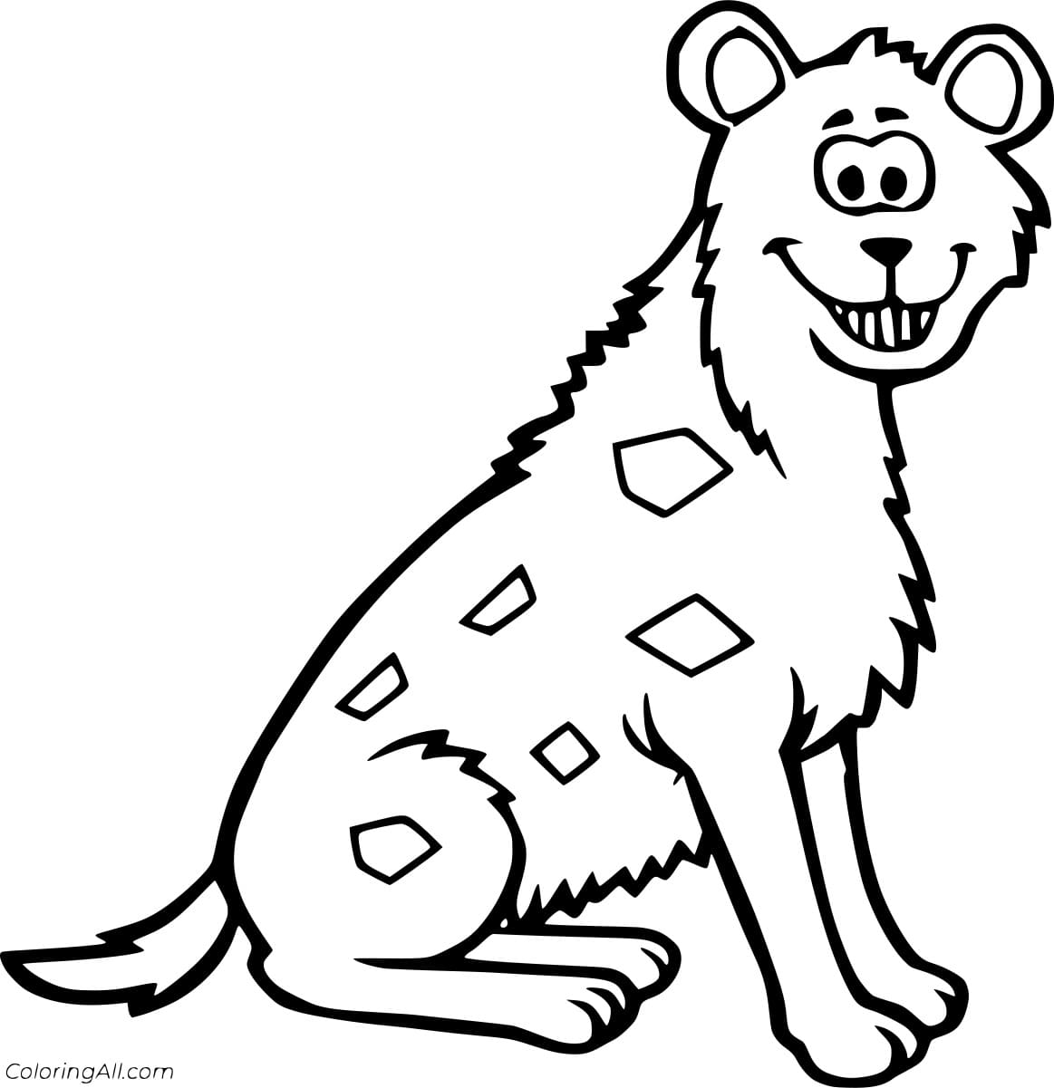 Smiling Spotted Hyena Free Coloring Page