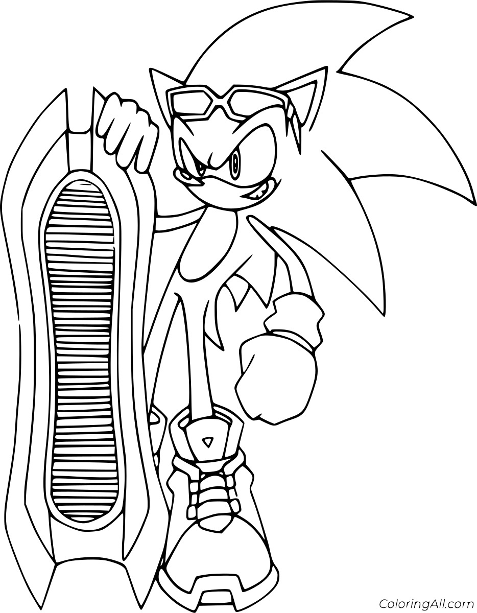 Sonic Holds a Skateboard Free Printable