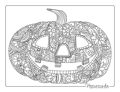 Spooky Carved Pumpkin Coloring Page for Adults Coloring Page