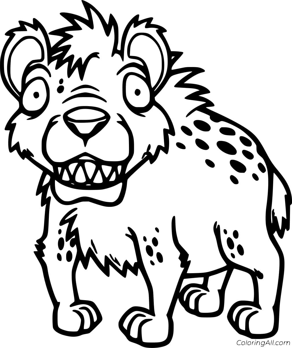 Spotted Hyena Walking Printable Coloring Page