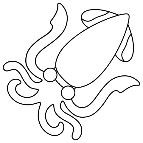 Squid Emoji Coloring Free Printable