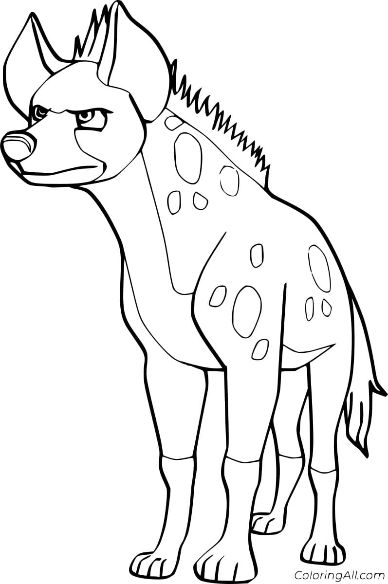 Strong Spotted Hyena Free Printable Coloring Page