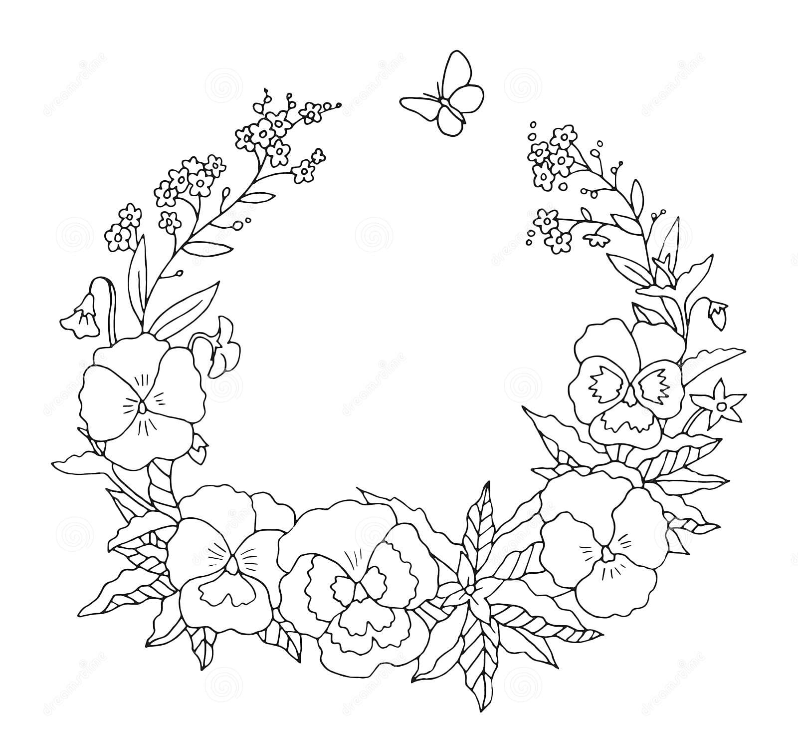 Summer Flower Pansy Free Coloring Page