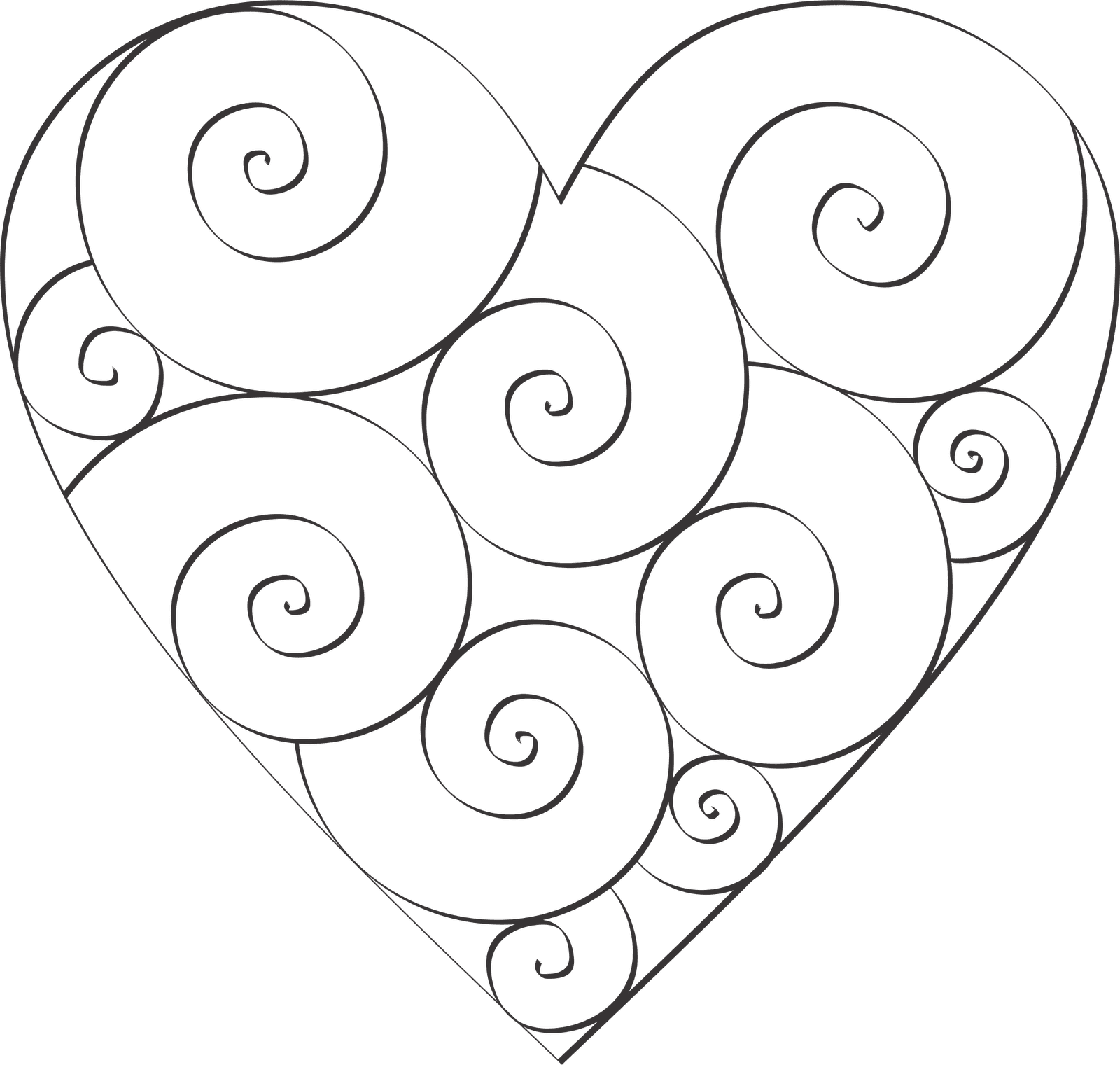 Swirls and Hearts Coloring Page