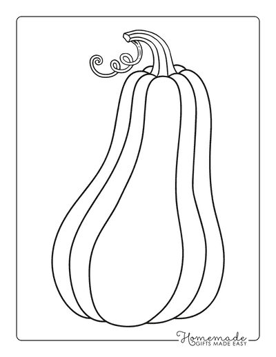 Tall Pumpkin with Curly Vine Template Coloring Page