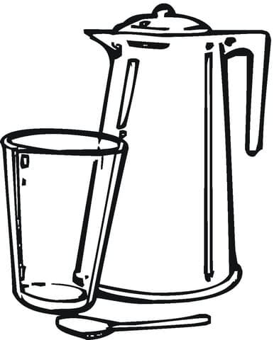 Teapot And Glass coloring page