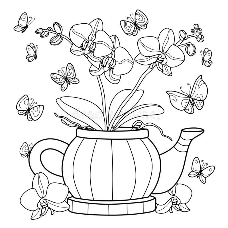 Teapot Flying Butterflies Flower