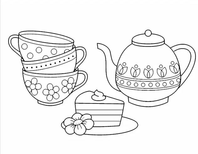Teapot, Teacup, Cake To Print
