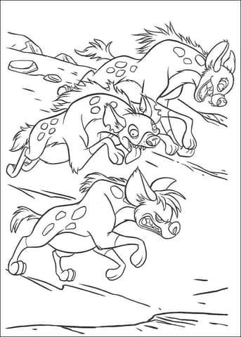 The Running Spotted Hyenas Coloring Page