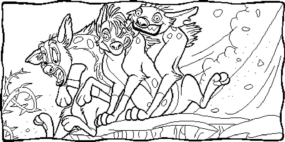 Three Hyenas Coloring Free Coloring Page