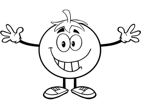 Tomato Cartoon Character with Open Arms Free