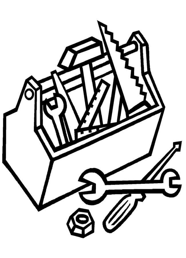 Tool Box Image Of Construction Worker Coloring Page