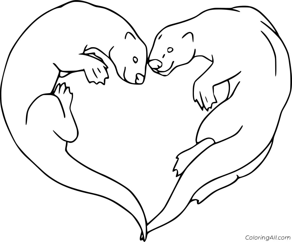 Two Otters Shaped a Heart Free Printable