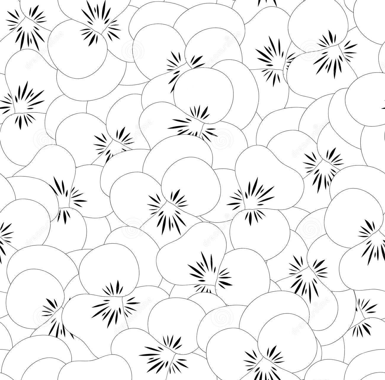 Viola Garden Pansy Flower Seamless Free Coloring Page