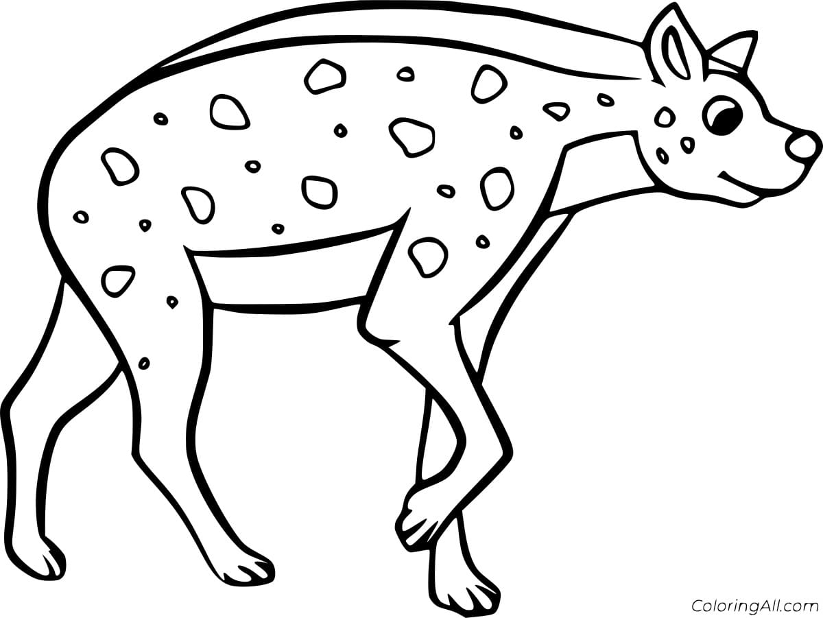 Walking Spotted Hyena Free Coloring Page