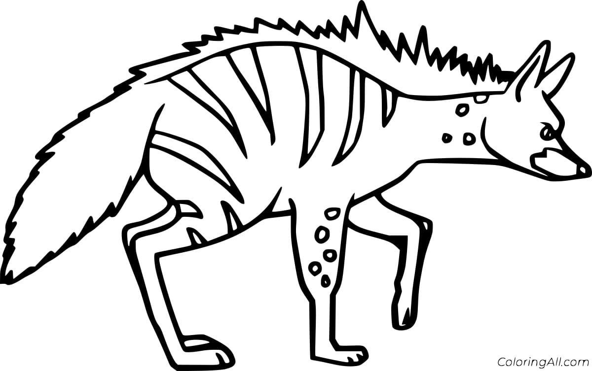 Walking Striped Hyena Coloring Page Free Coloring Page