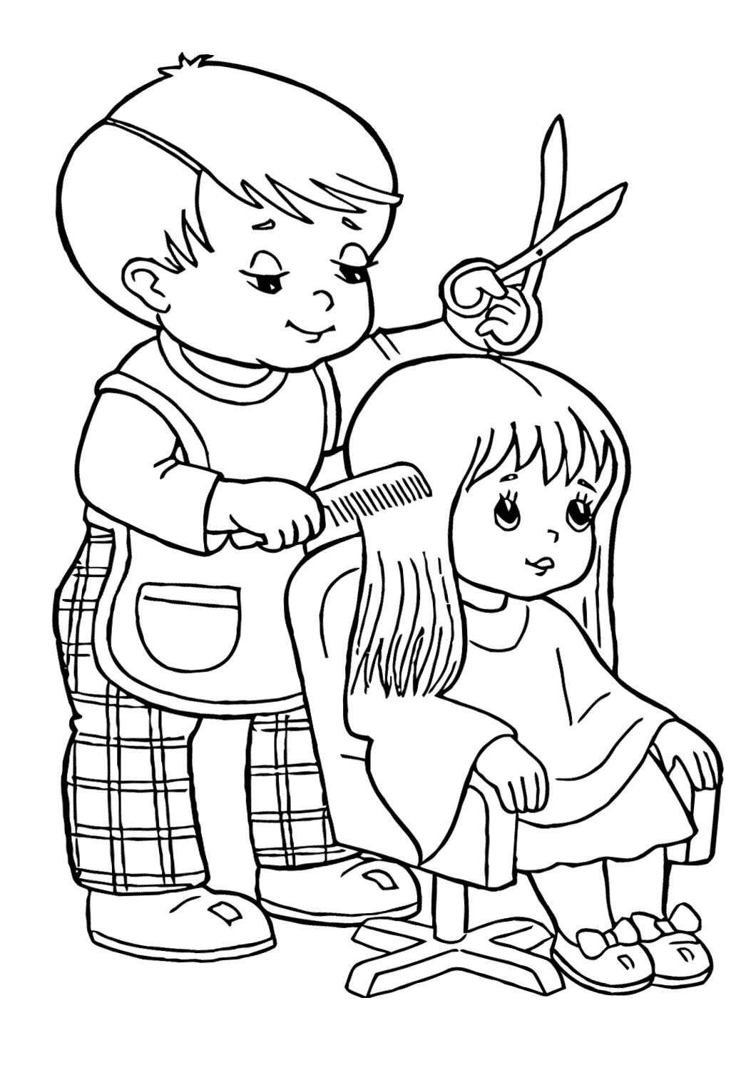 Young Barber Coloring Page
