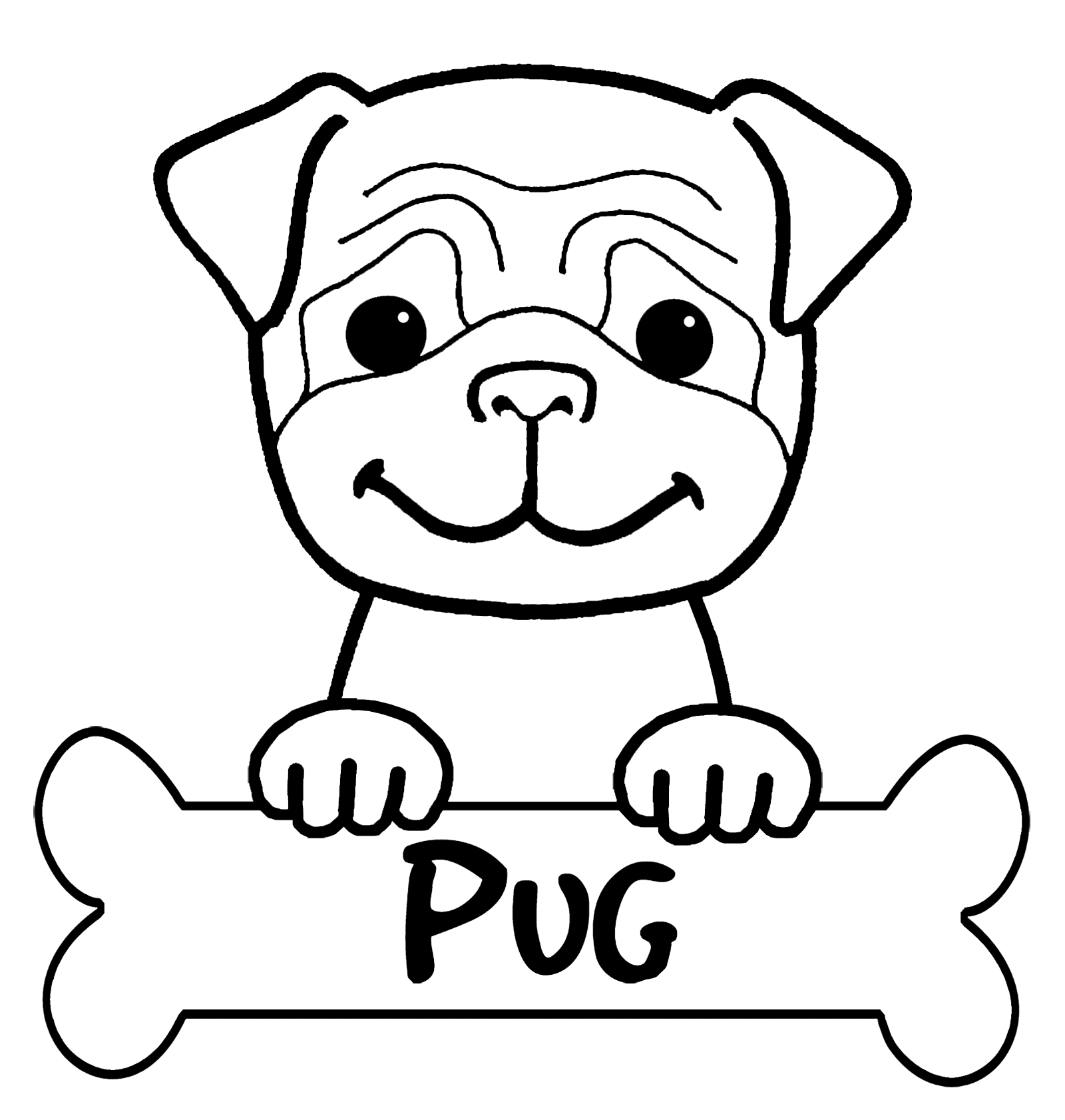 Dog Pug Coloring For Kids Coloring Page
