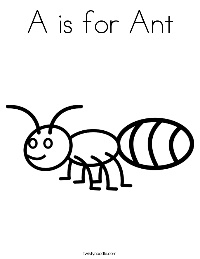 A is for Ant Coloring Page