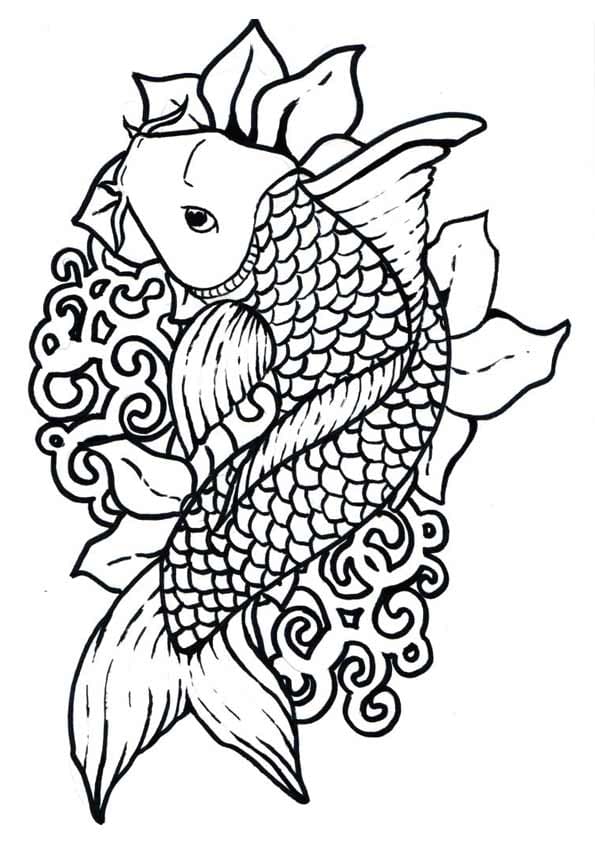 Aerial View Koi Fish Coloring Page