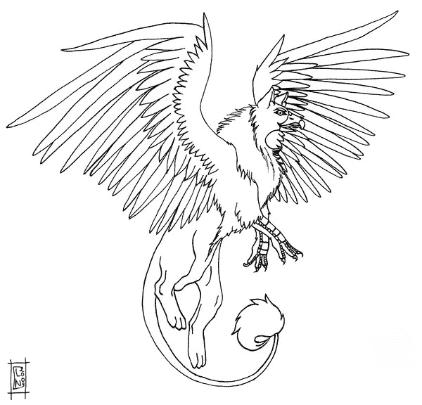 Akhor The Griffin For Kids Coloring Page