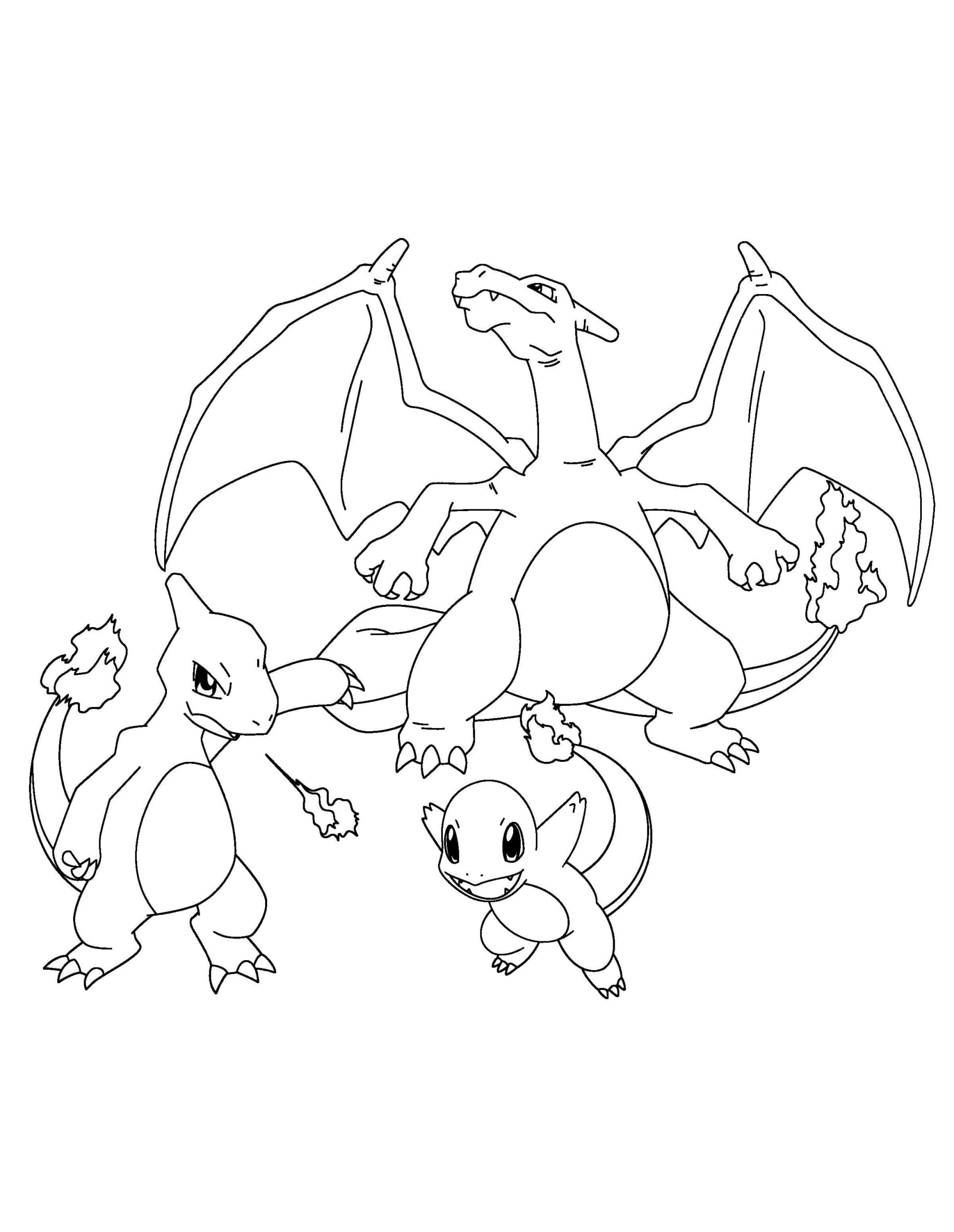 All Stages Of The Evolution Of Pokemon Charmander Coloring Page
