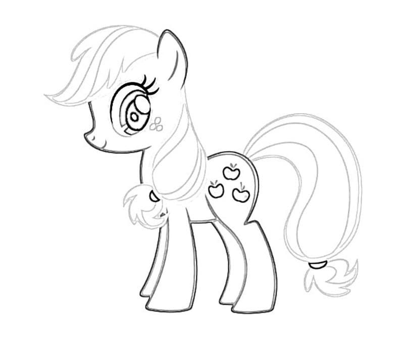 Applejack And Apples Cute Coloring Page