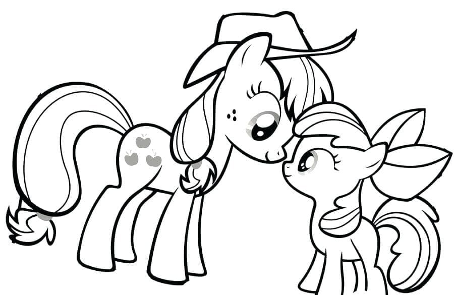 Applejack And Little Pony Coloring Page