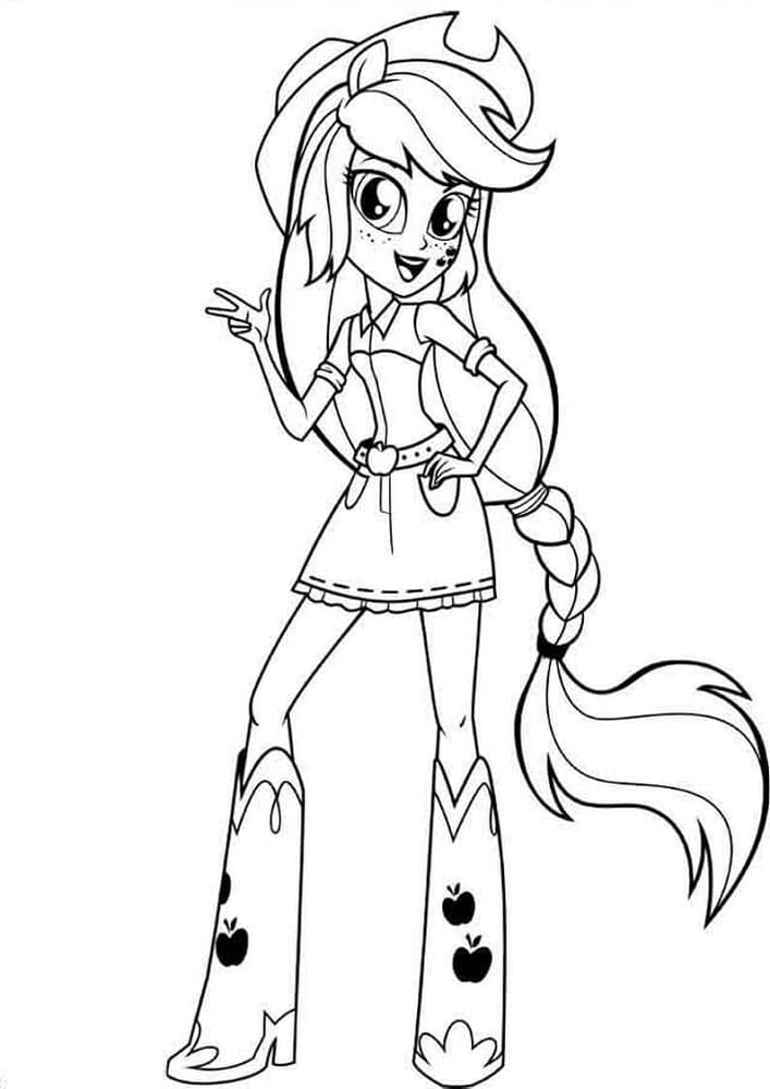 Applejack In Equestria Girls Image Coloring Page