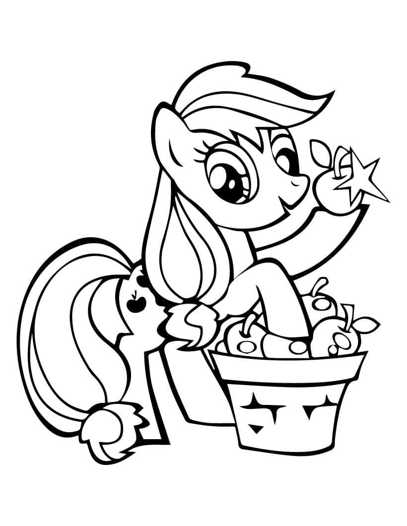 Applejack and Apples Coloring Page