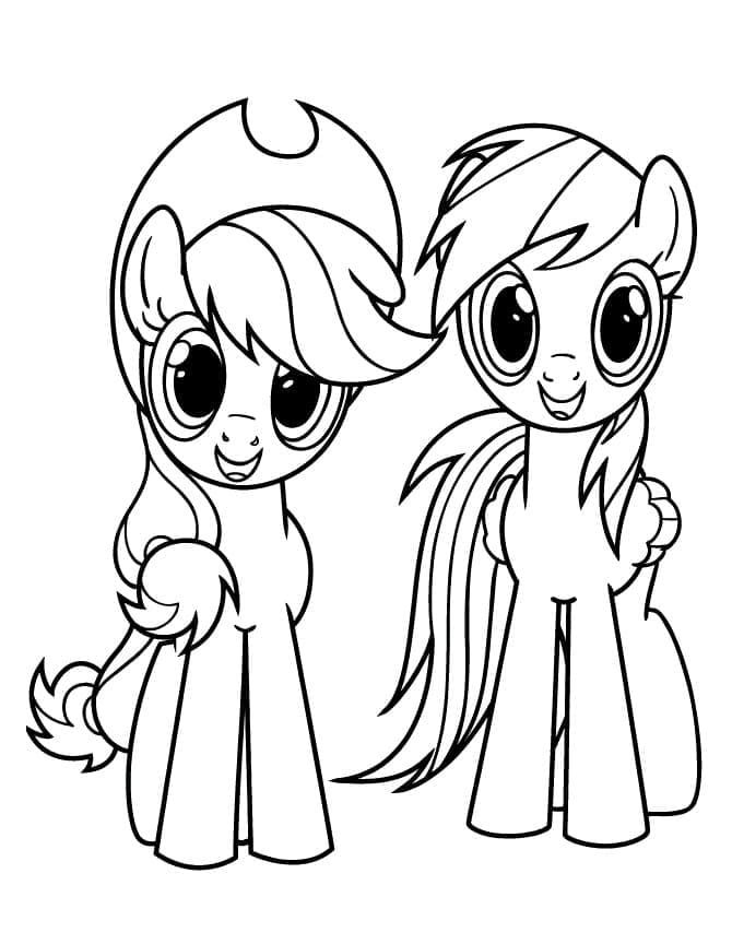 Applejack And Rainbow Dash Coloring Page