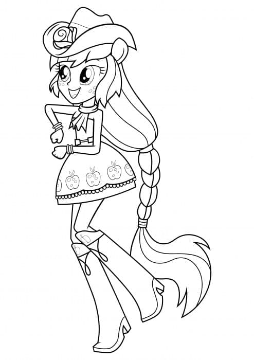 Applejack In Equestria Girls Coloring Page