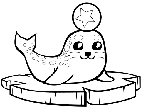Baby Seal on an Ice Floe Image Coloring Page