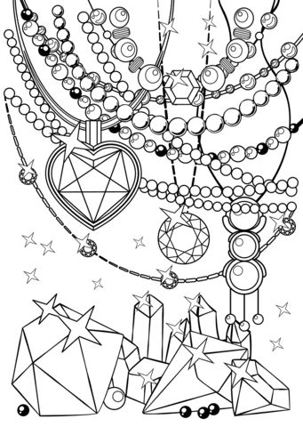 Beads and Crystals Image Coloring Page