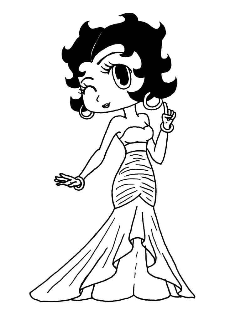 Beautiful Betty Boop For Kids Coloring Page