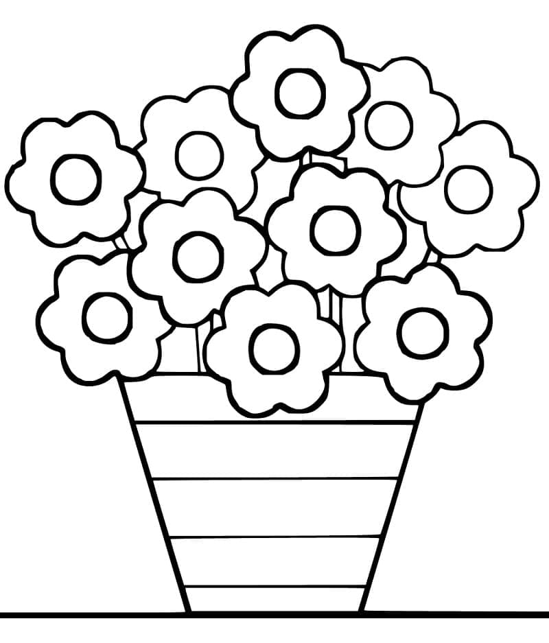 Beautiful Flower Pot Coloring Page