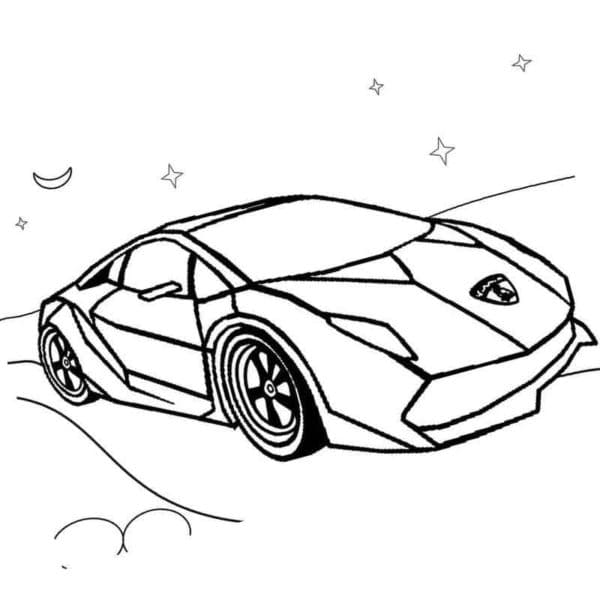 Beautiful Lamborghini Under The Stars Coloring Page