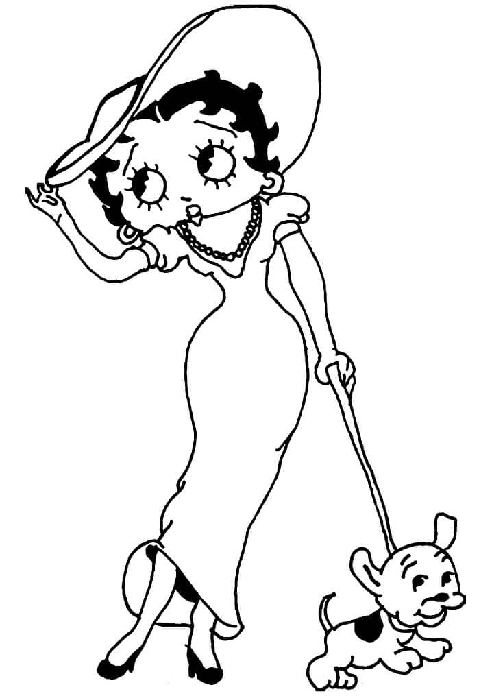 Betty Boop and Puppy Coloring Page
