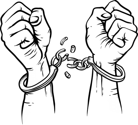 Breaking Chains Hands Coloring Page