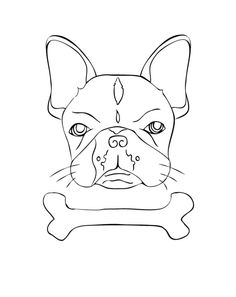Bulldog And Bone Coloring Page