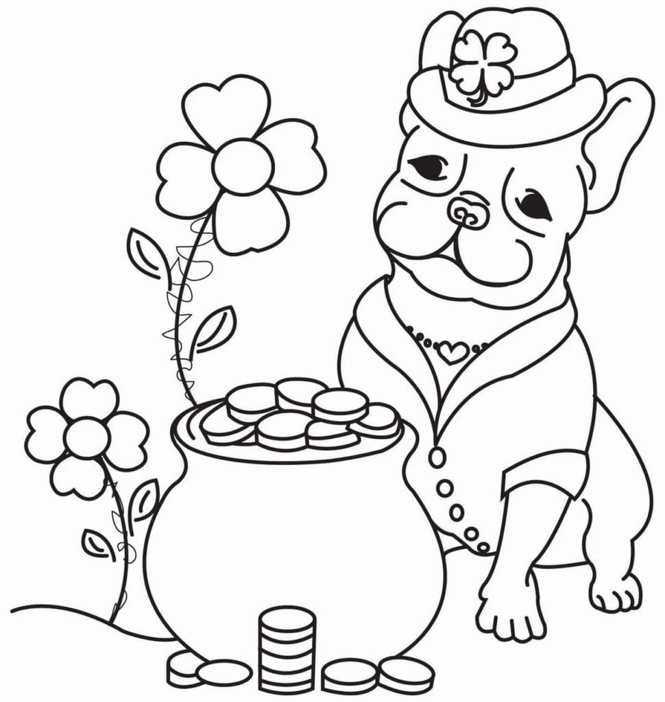 Bulldog Girl And Cauldron With Coins Coloring Page