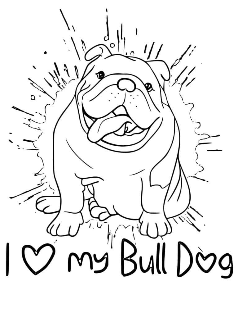 Bulldog Lovely Coloring Page